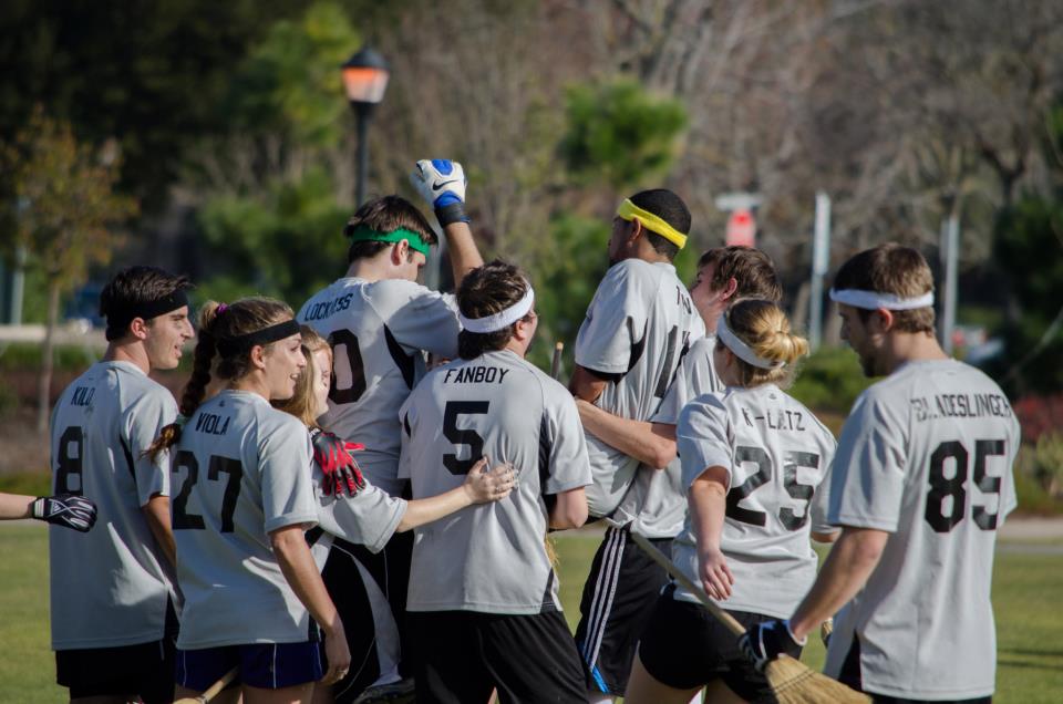 Santa Barbara celebrates after a winning snitch catch by Michael Montgomery.  Credit: Kat Ignatova