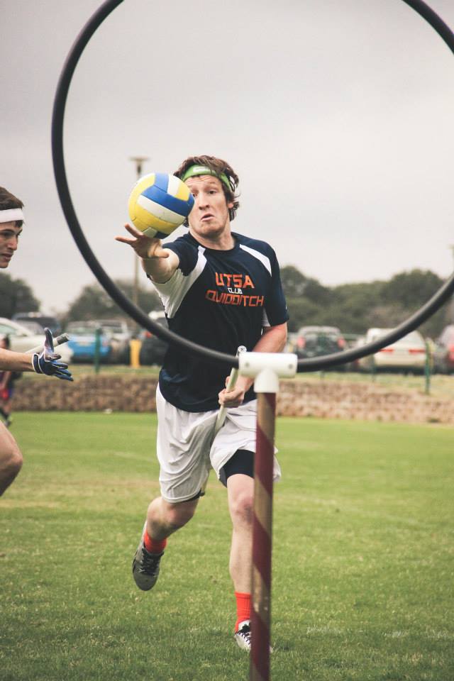 With the team heavily short-handed, Roadrunner quidditch relied heavily on Luke Langlahis and the rest of their chaser corps to keep them in games. Credit: Lauren Carter